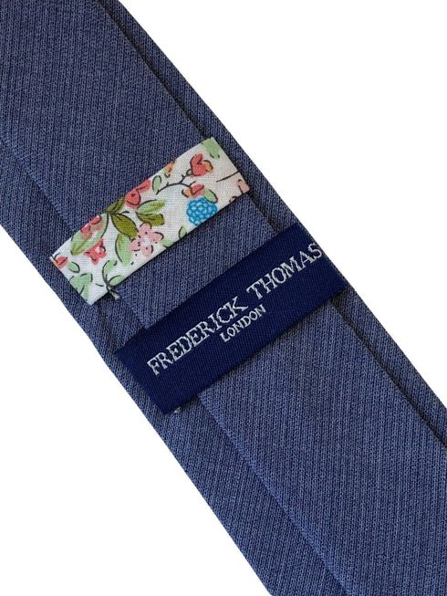 midnight blue grey plain cotton mens tie